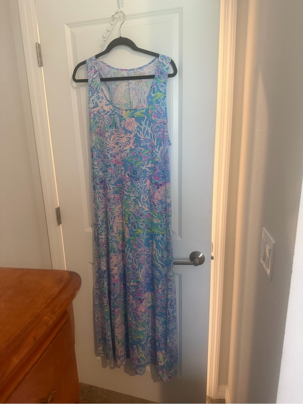 Lilly Pulitzer Blue Floral Print Maxi Dress